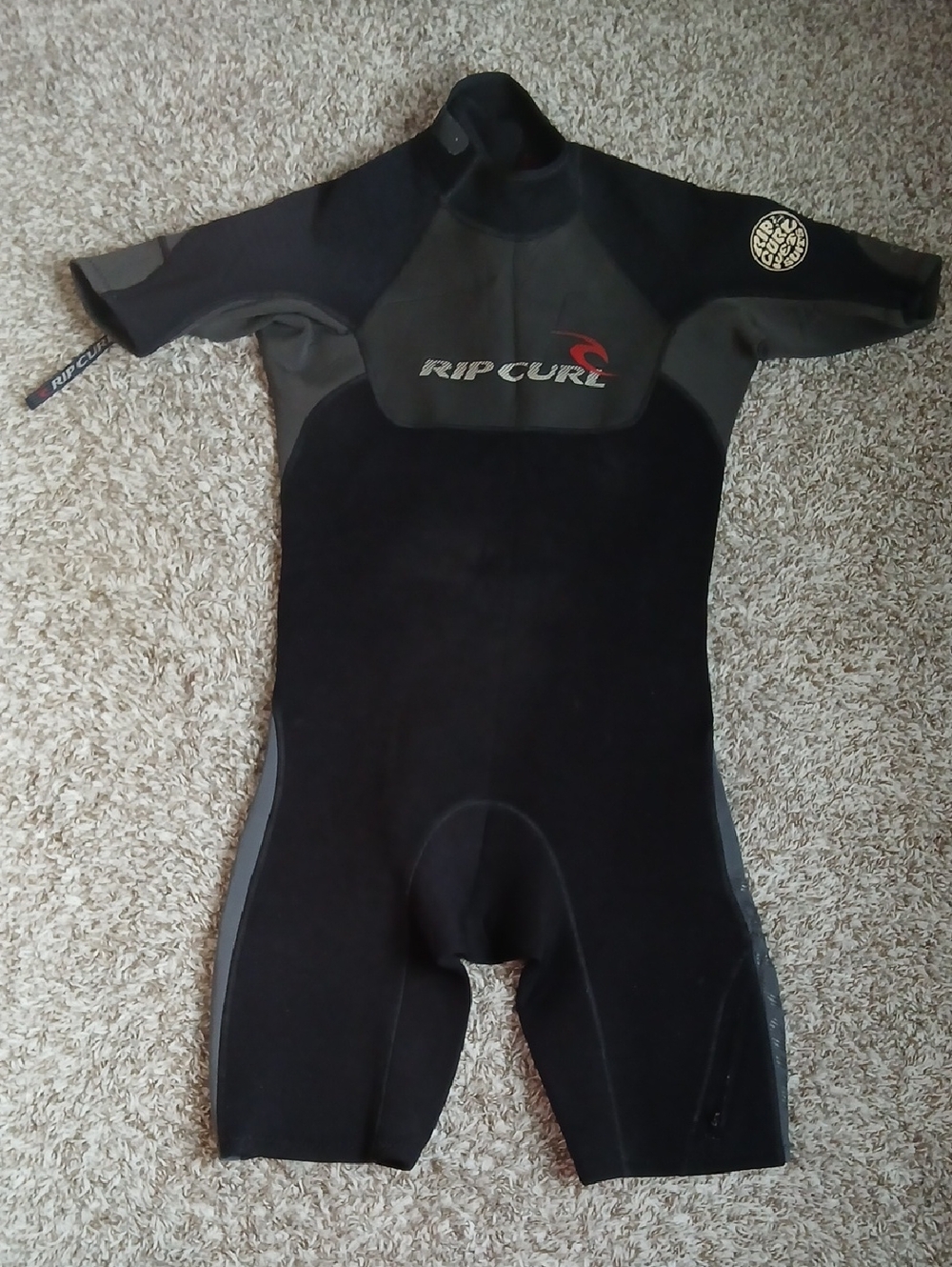 Rip Curl Men's Core 2.2 Flatlock Black & Grey Short Sleeve Neoprene Wetsuit SZ L